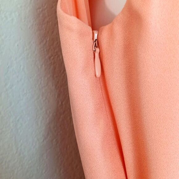 Alex Marie Women Apricot Sleeveless V Neck Belted Sheath Midi Dress sz 4 - Picture 8 of 15